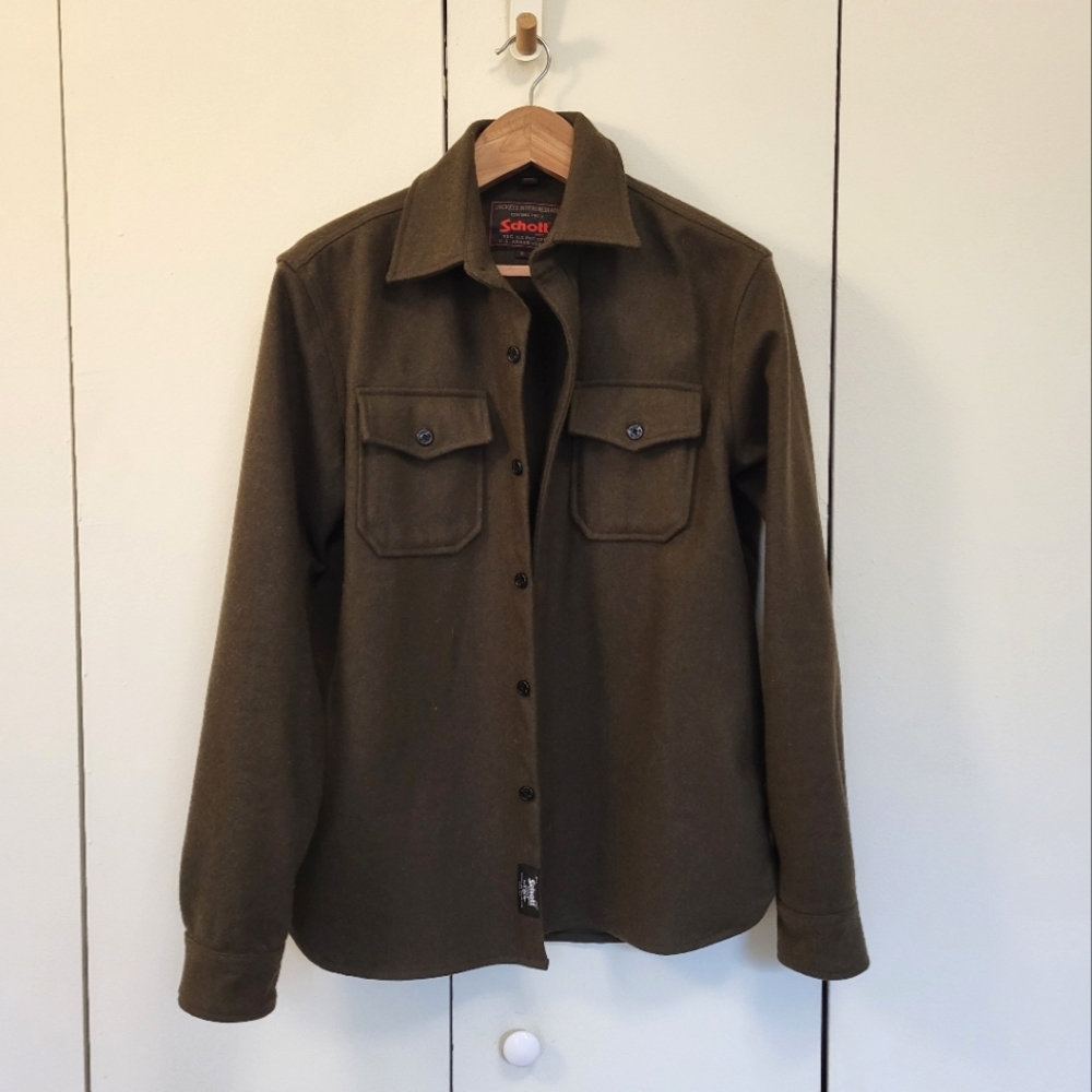 Men's Schott NYC green wool shirtjacket M